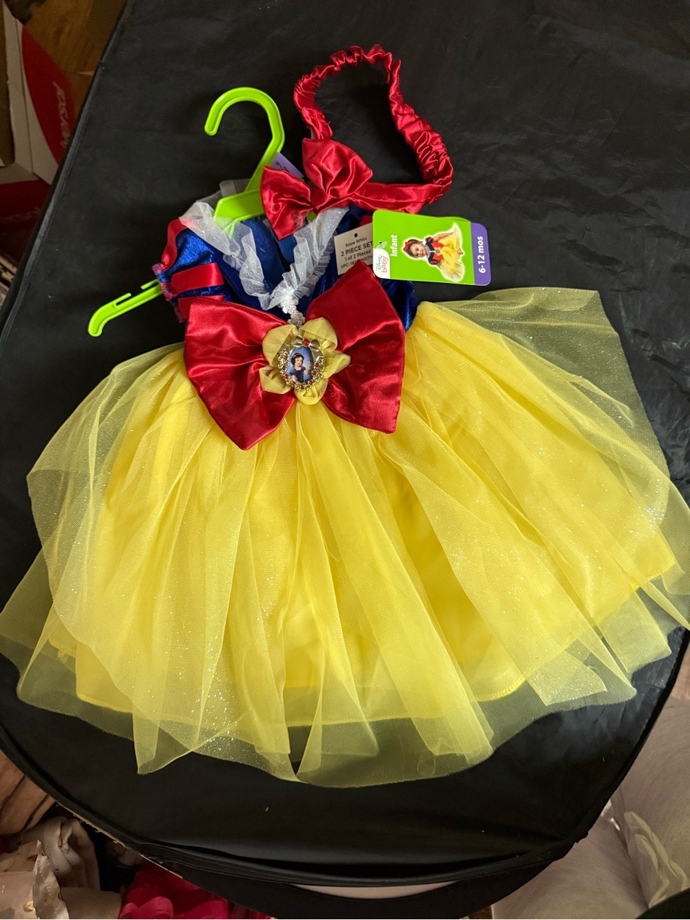 Disney Snow White Yellow Tulle Dress with Blue Bodice and Red Bow - Picture 1 of 2
